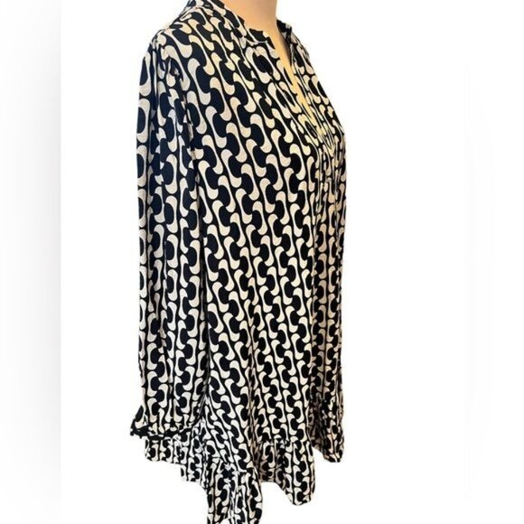 Zara The Paula Dress Black White Graphic Print Mini Ruffle Missing Belt Large - Picture 8 of 10